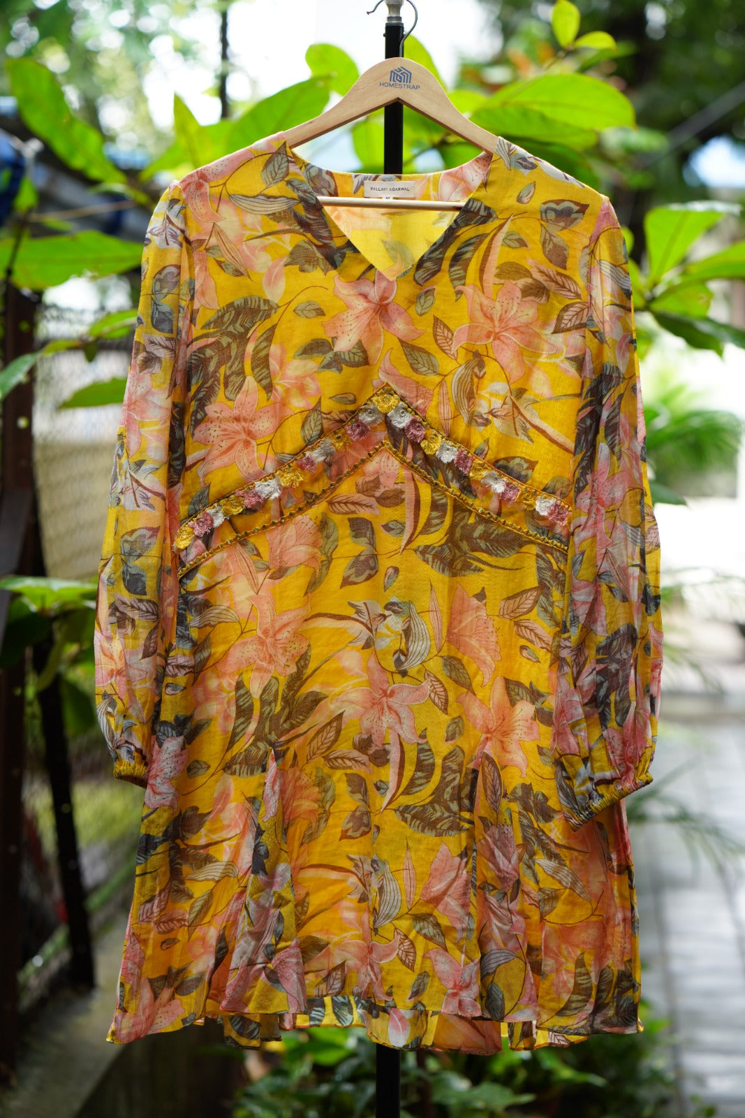 Yellow Hawaiian print dress