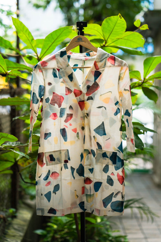Geometric splash blazer shorts