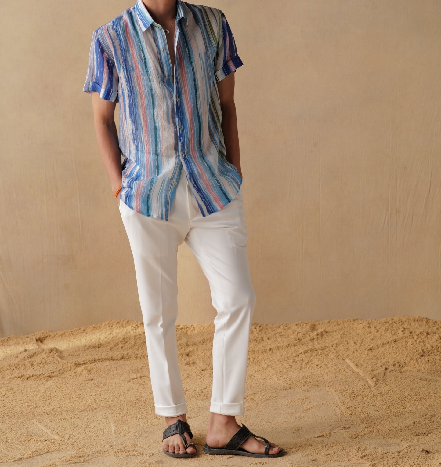 Cobalt Shirt & Mateo White pants