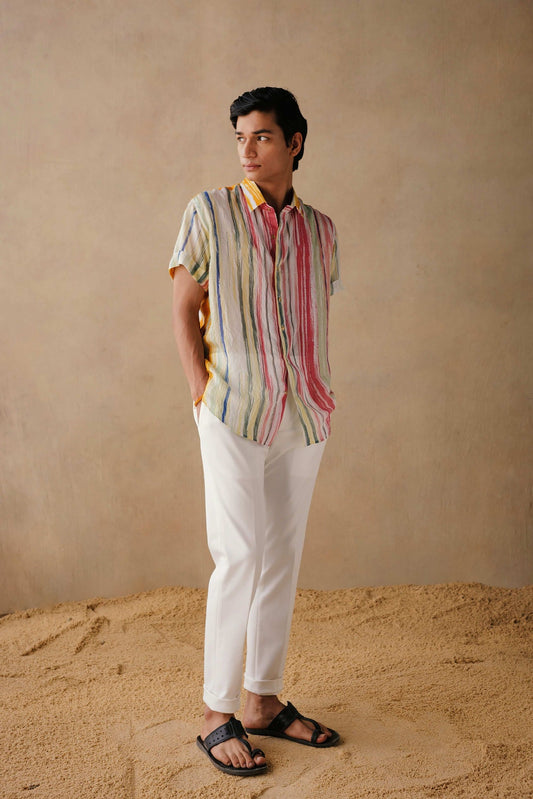 Kaleidoscope Shirt & Mateo White pants