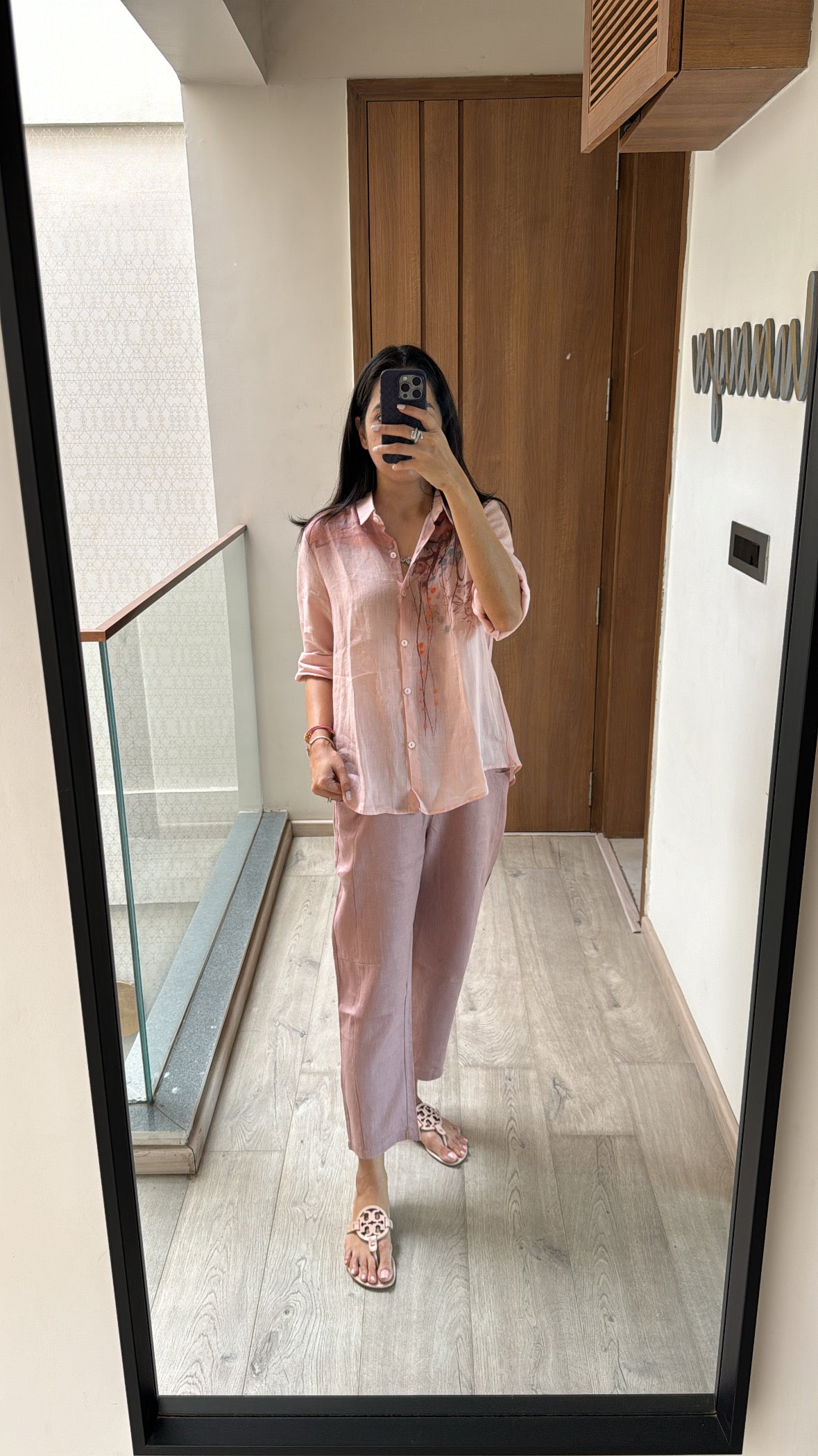 Pink Artwork Shirt & Linen pants