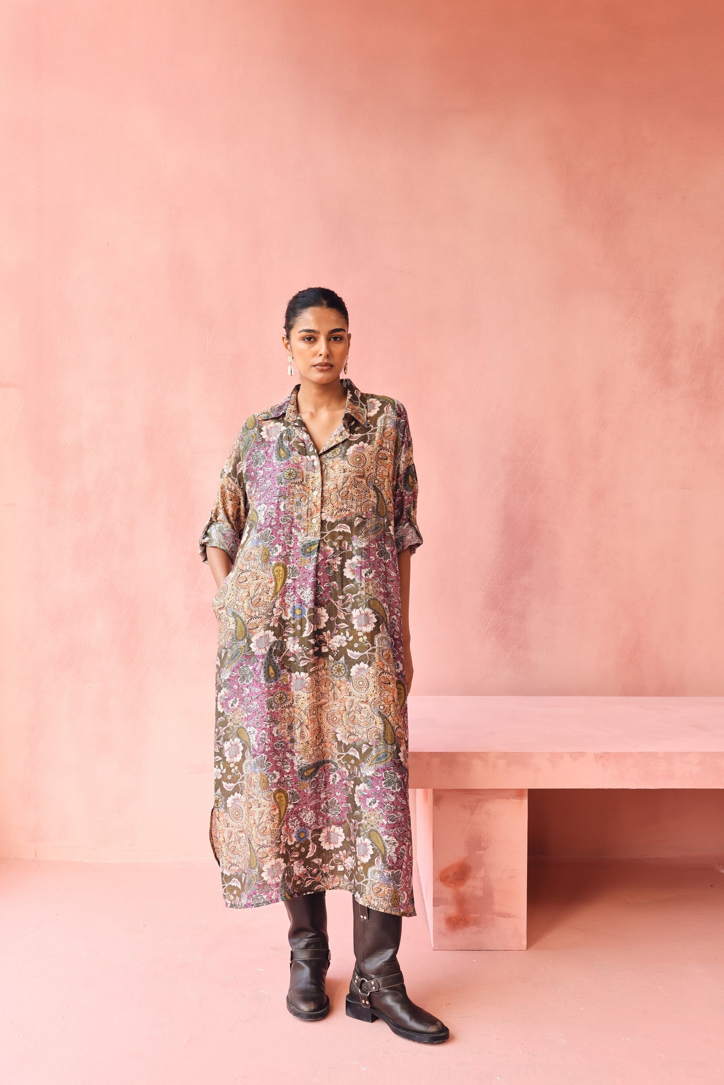 Mulberry Paisley Shirt Dress