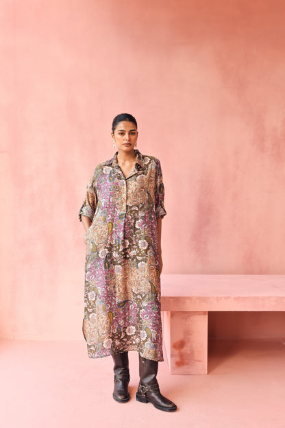Mulberry Paisley Shirt Dress