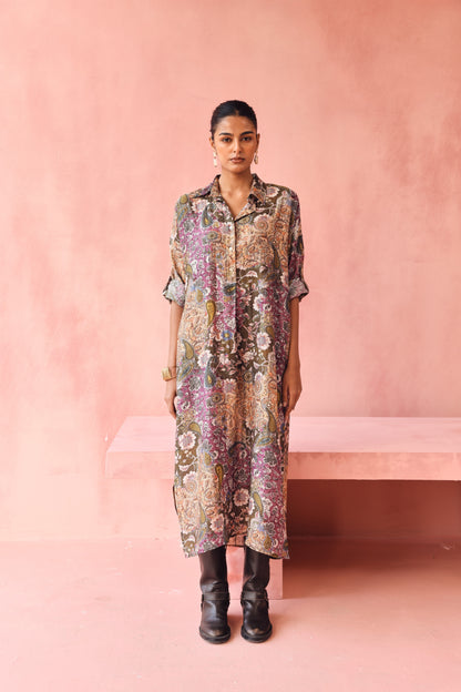 Mulberry Paisley Shirt Dress