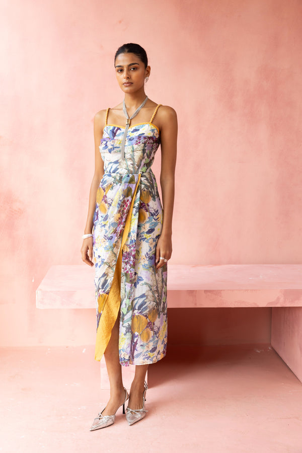 Twin Bloom Midi Drape Dress
