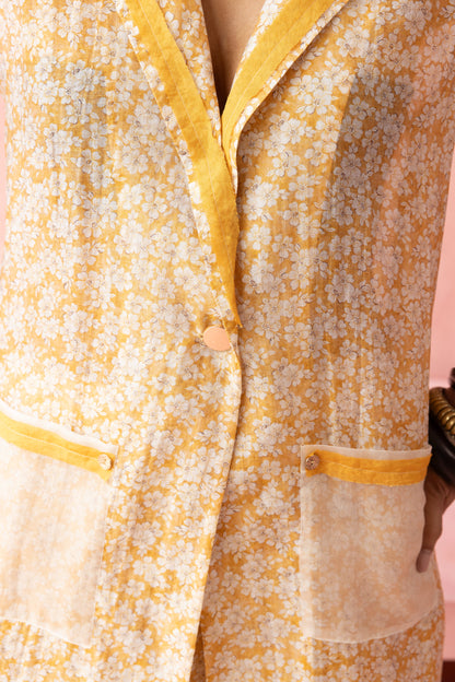 Yellow Bloom Blazer and Skorts Set