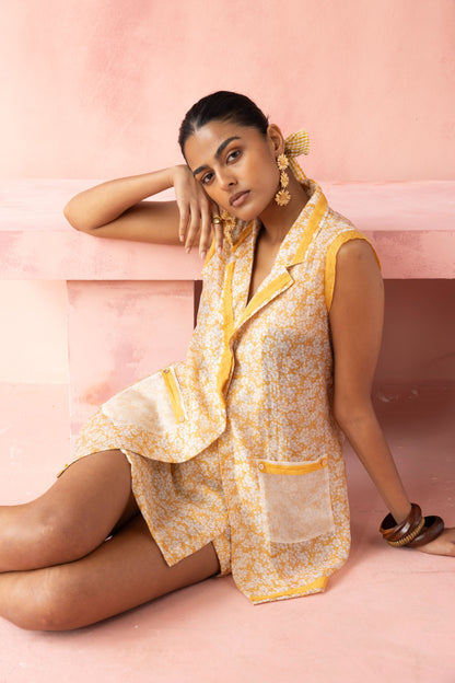 Yellow Bloom Blazer and Skorts Set