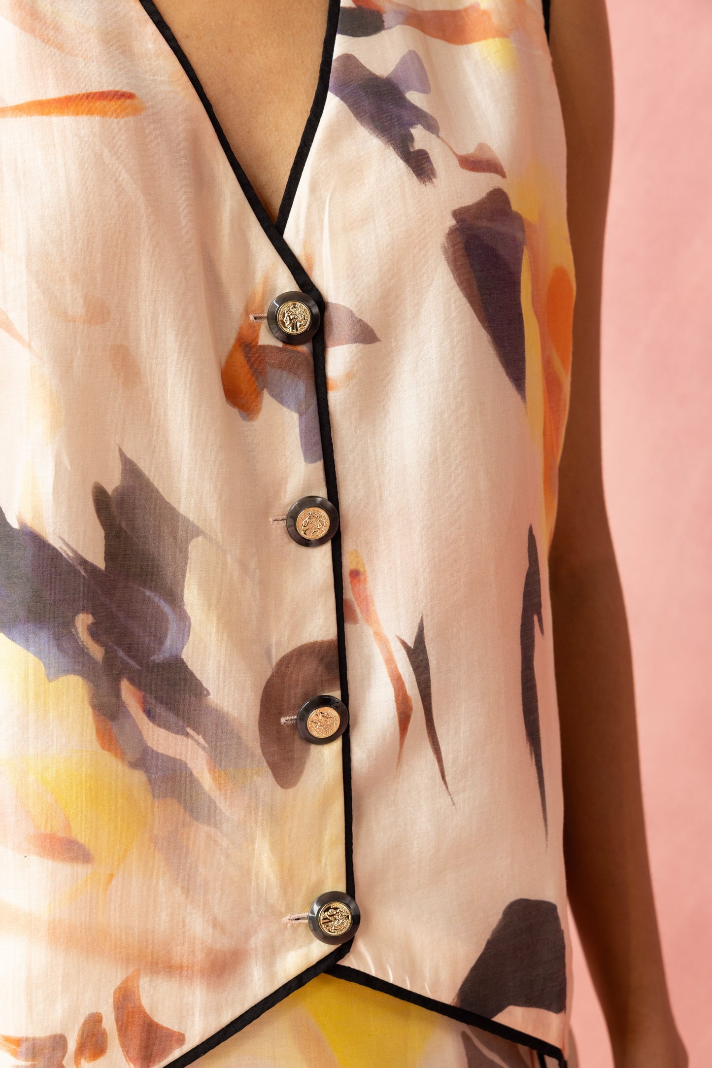 Abstract Waistcoat Skirt Set