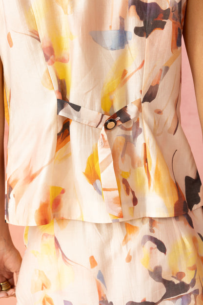 Abstract Waistcoat Skirt Set
