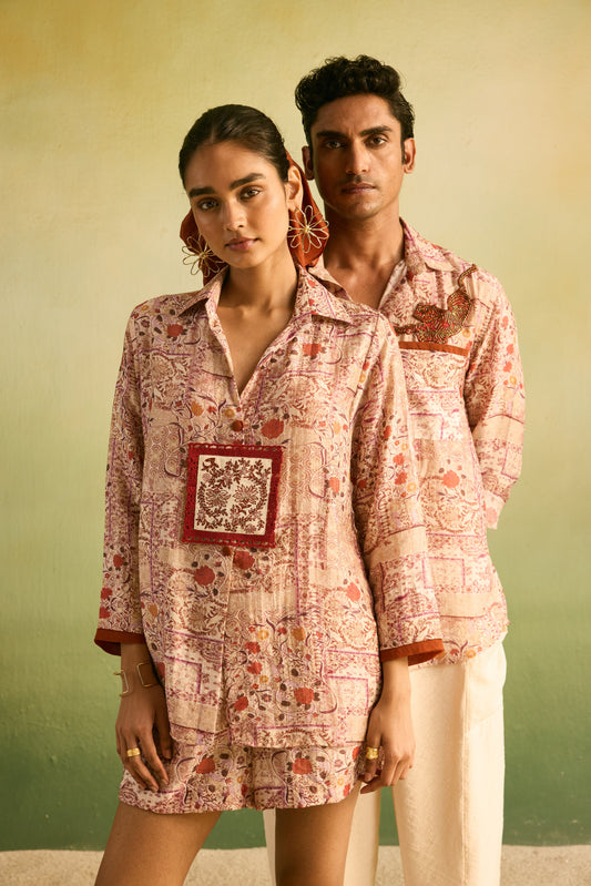 Floral Rust Fresco Shorts Set