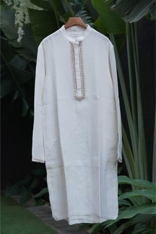 White Kurta (Men's Wear Embroidered Kurta)