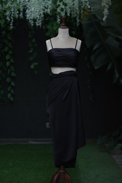 Black Bustier with Drape Skirt