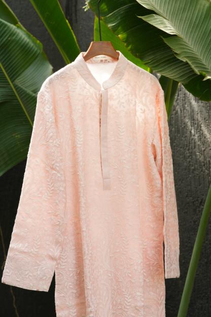 Peach Lucknowi Kurta + Pant