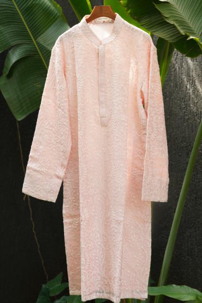 Peach Lucknowi Kurta + Pant