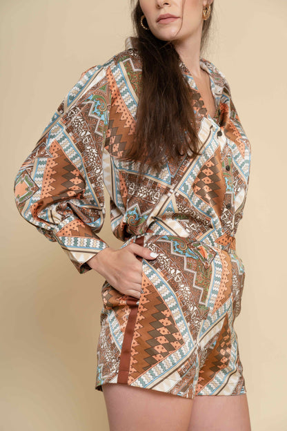 Brown Jigsaw Co-Ord Set