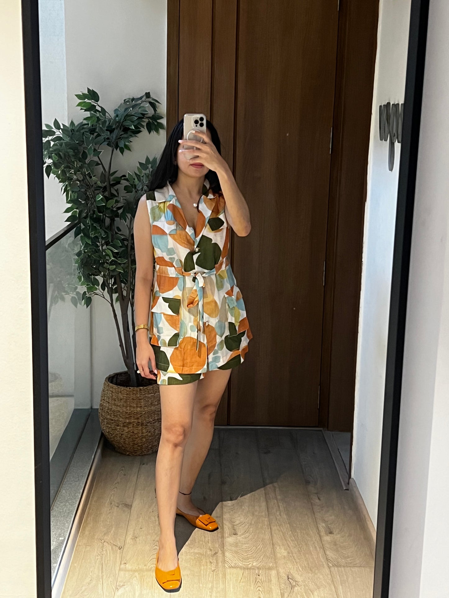 Abstract polka shorts set