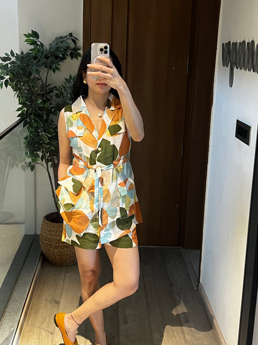 Abstract polka shorts set