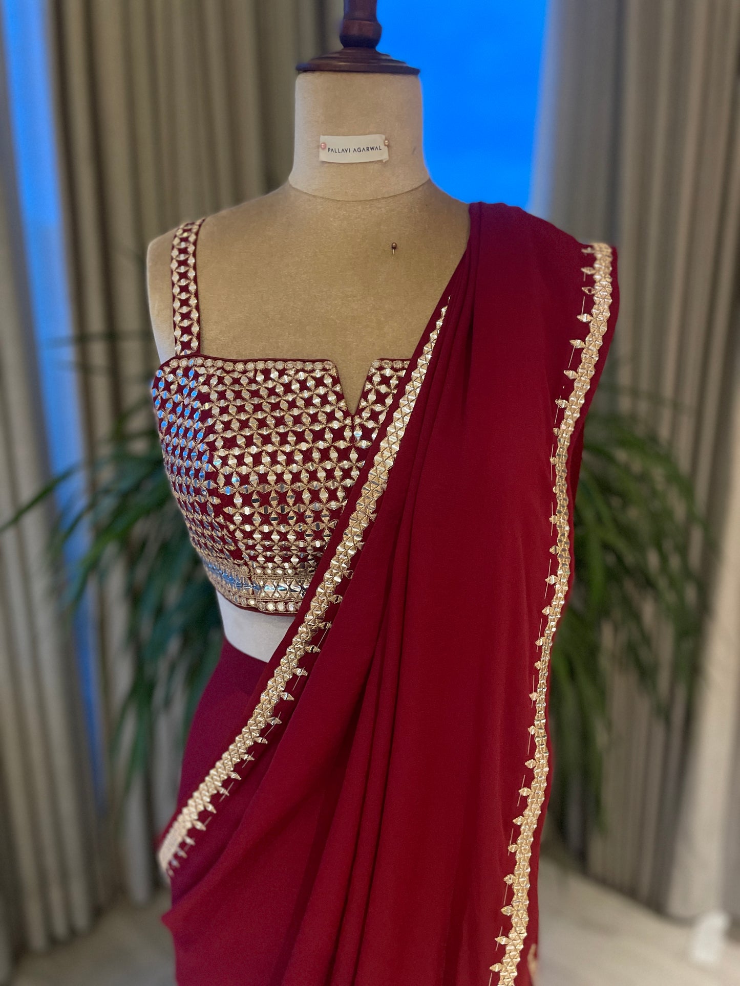 MIDNIGHT CRIMSON DRAPED SAREE