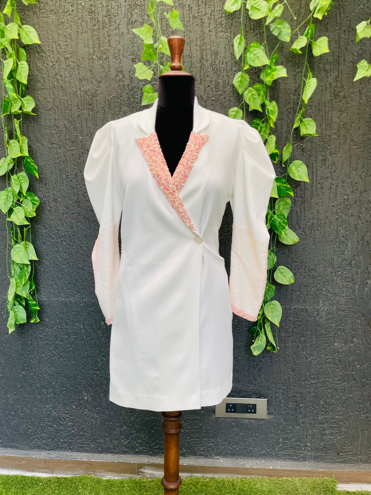 White-pink Blazer Dress