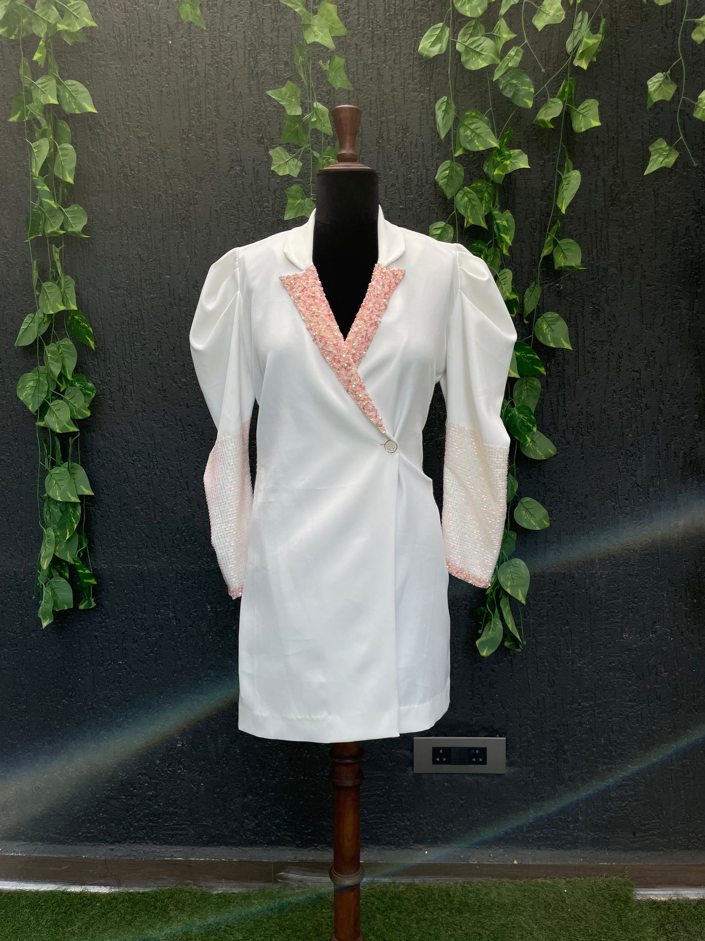 White-pink Blazer Dress