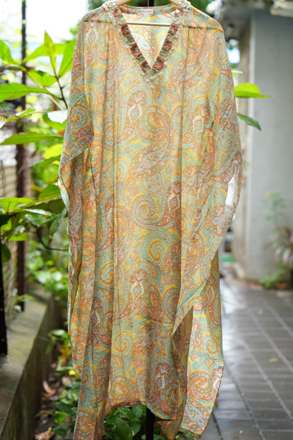 Yellow paisley kaftan