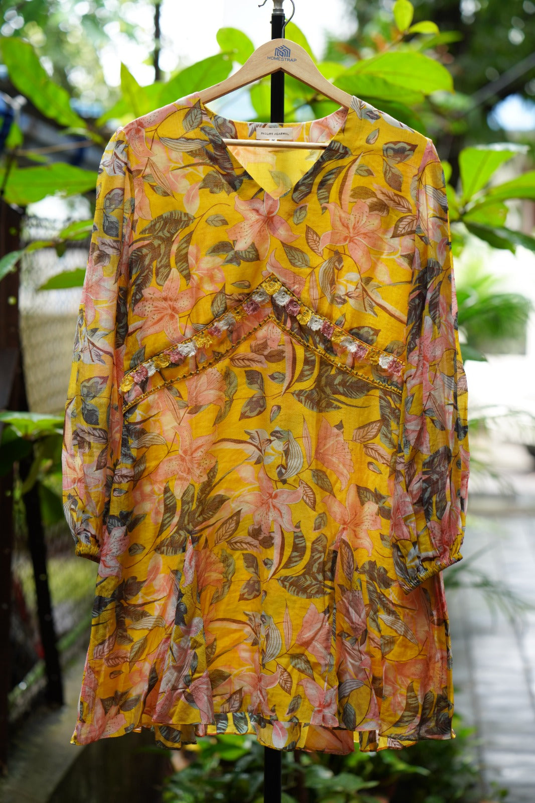 Yellow Hawaiian print dress