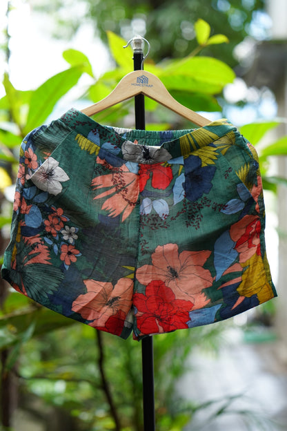 Floral Green Shorts