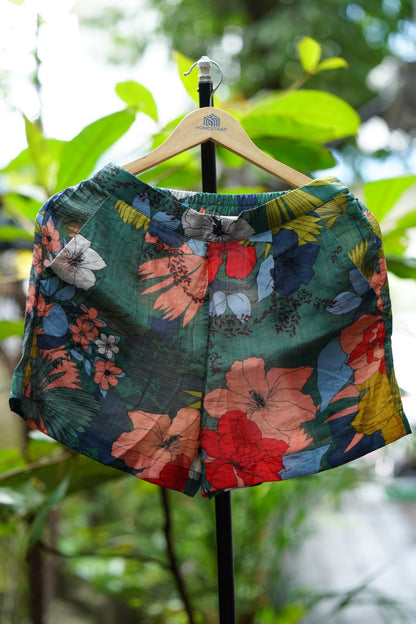 Floral Green Shorts