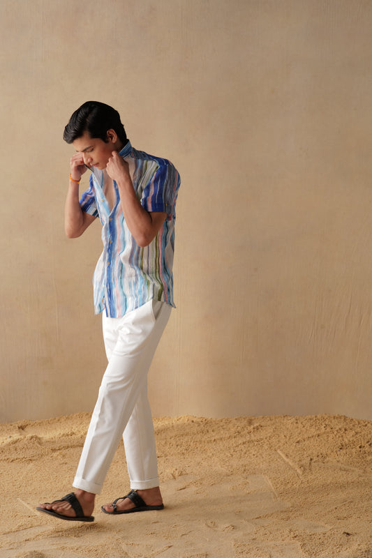 Cobalt Shirt & Mateo White pants