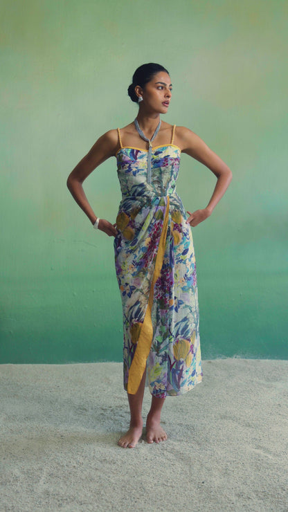 Twin Bloom Midi Drape Dress