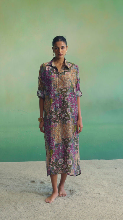 Mulberry Paisley Shirt Dress