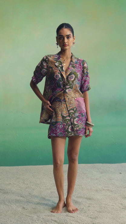 Mulberry Paisley Blazer and Skorts Set