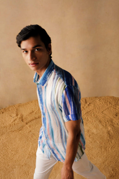 कोबाल्ट धारीदार शर्ट