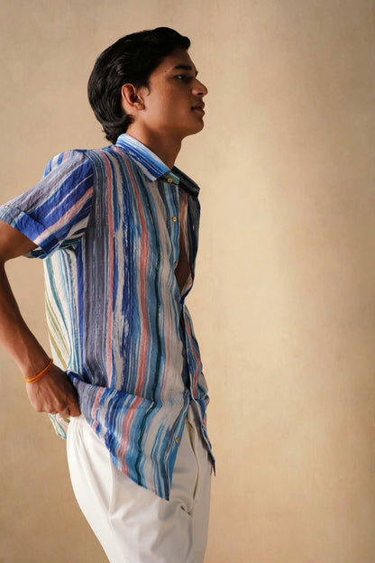 कोबाल्ट धारीदार शर्ट